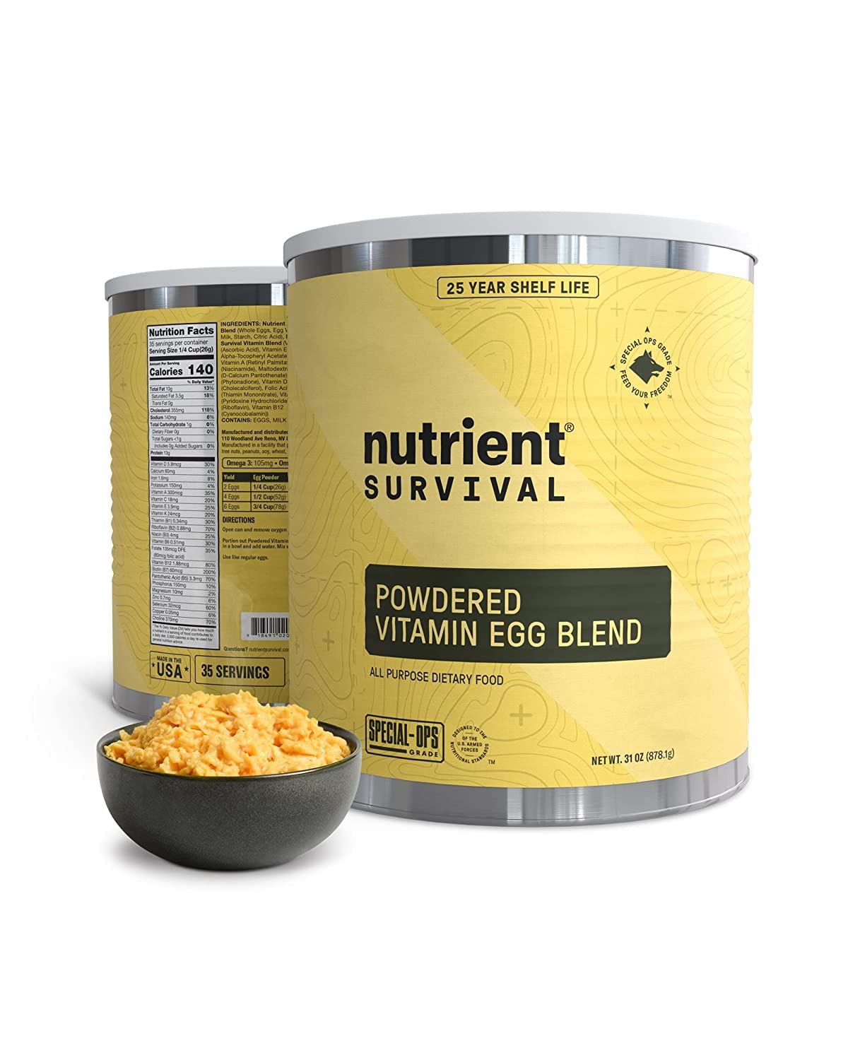Nutrient Survival Essentials Vitamin Powdered Milk,Vitamin Butter Powder, Powdered Eggs Blend, Freeze Dried Prepper Supplies & Emergency Food Supply, Shelf Stable Up to 25 Years - Image 2